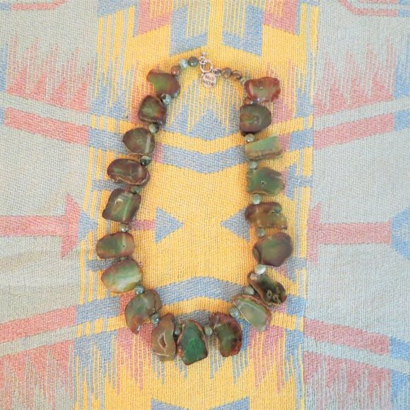 no brand Jewelry - Beautiful Green & Brown Chunky Agate Necklace
